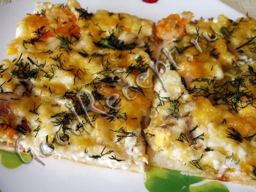 Пицца домашняя с морепродуктами