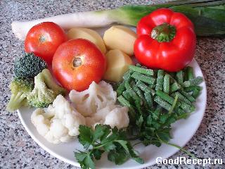 Суп со свининой и овощами "Дружные овощи"